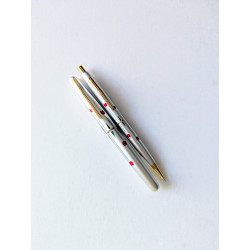 80's Platinum Tulips 14K Gold Fine Nib Pocket Fountain Pen & Mechanical Pencil Set