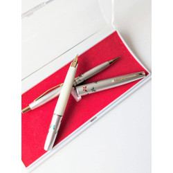 70's Platinum Butterflies 14K Gold Fine Nib Pocket Fountain Pen Set