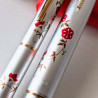 80's Platinum Floral 14K Gold Fine Nib Pocket Fountain Pen Set