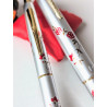 80's Platinum Floral 14K Gold Fine Nib Pocket Fountain Pen Set